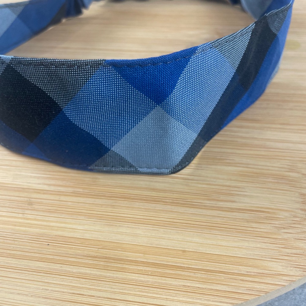 Dennis Uniform Hastings Plaid Elastic Headband Blue Grey Checkered Uniform - Picture 3 of 5